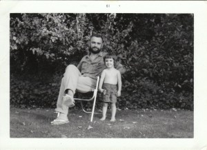 My dad and me, 1961. yes, I am that old. Thanks for acting surprised. This is the one and ONLY picture of me topless that  you will find on the internet!
